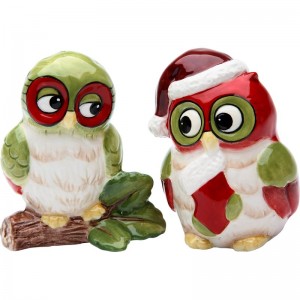 CosmosGifts Christmas Owl 2 Piece Salt and Pepper Set SMOS1313